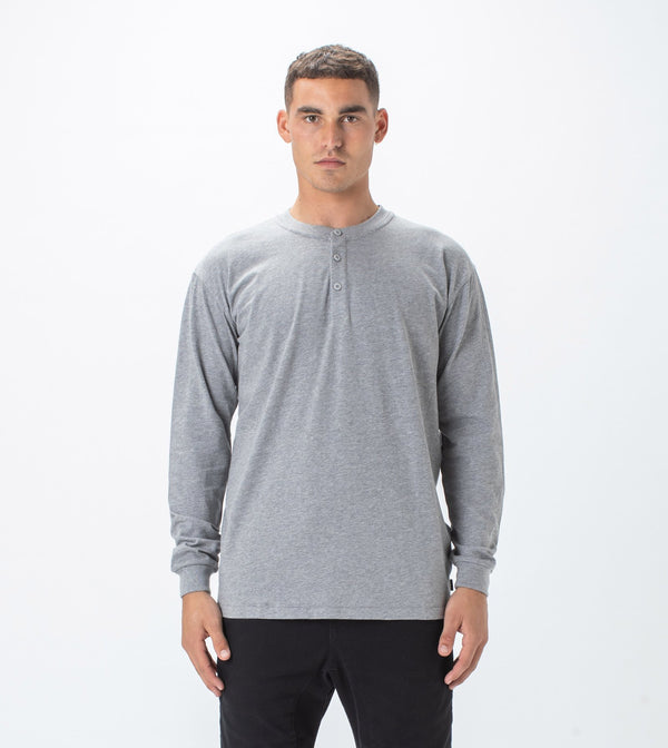 HENLEY LS TEE | GREY MARLE
