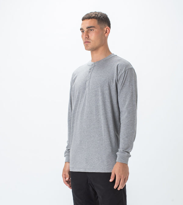 HENLEY LS TEE | GREY MARLE