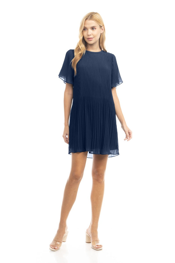 Saylor Pleated Dress I Navy