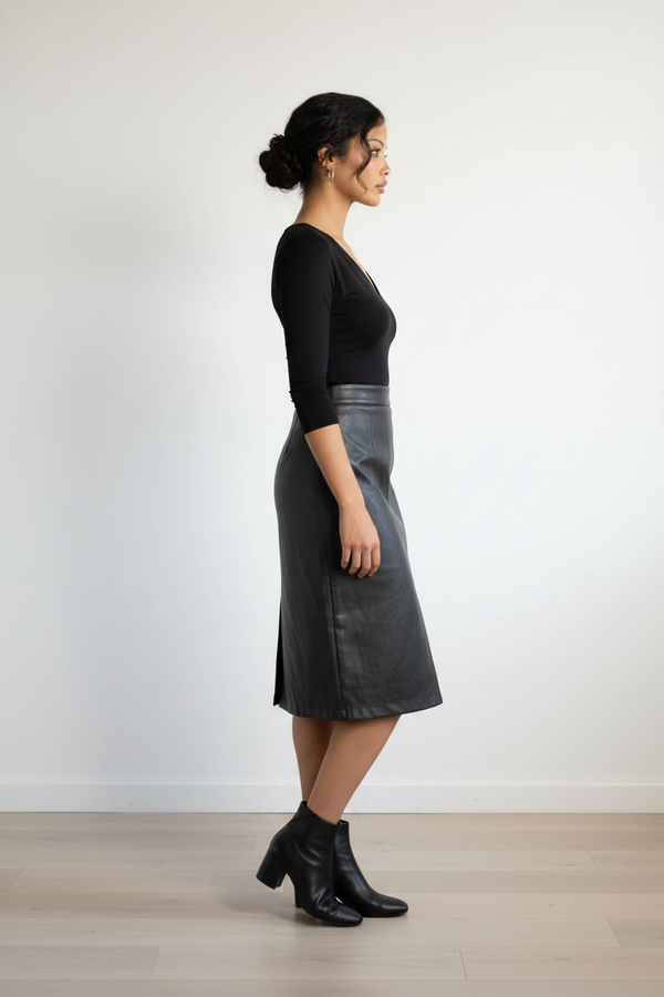 Patricia Faux Leather Pencil Skirt I Black