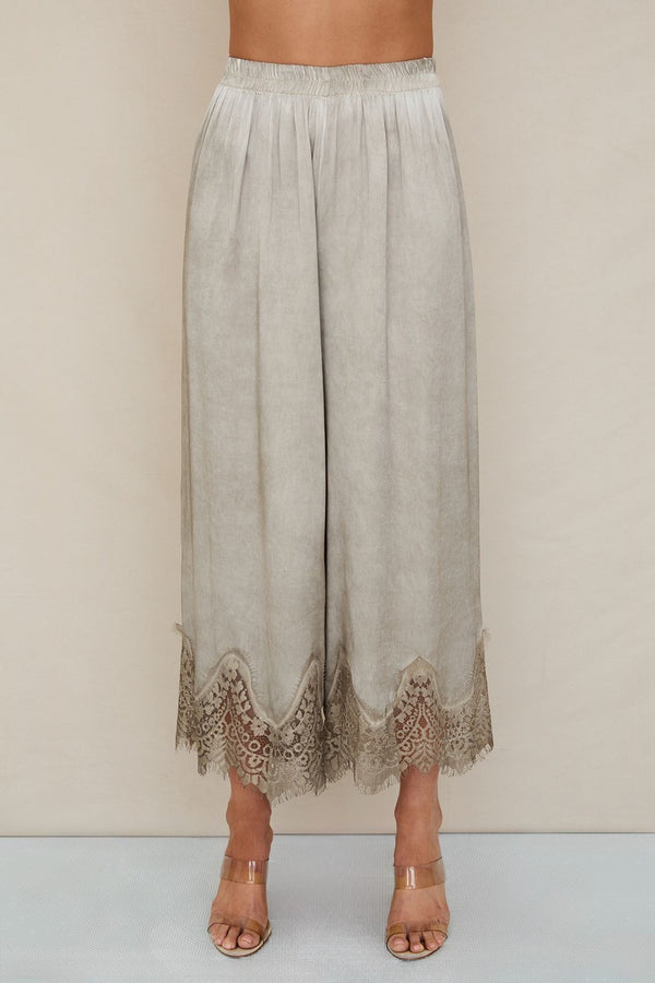 Lennon Lace Trim Cropped Pants I Mocha