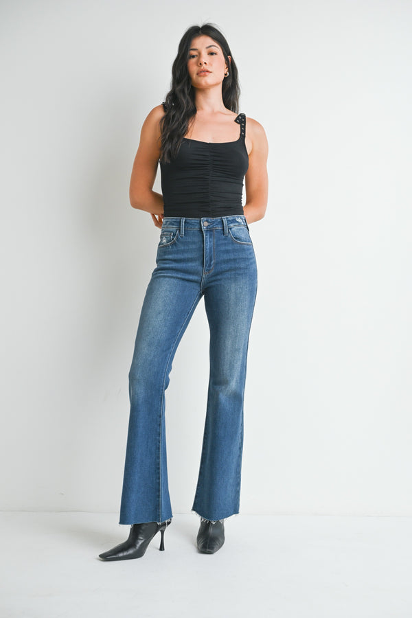 Flare Jean with Raw Hem I Med Wash