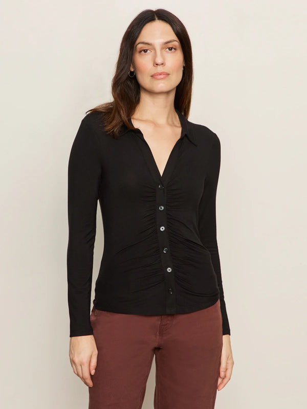 Dreamgirl Soft Button Up I Black