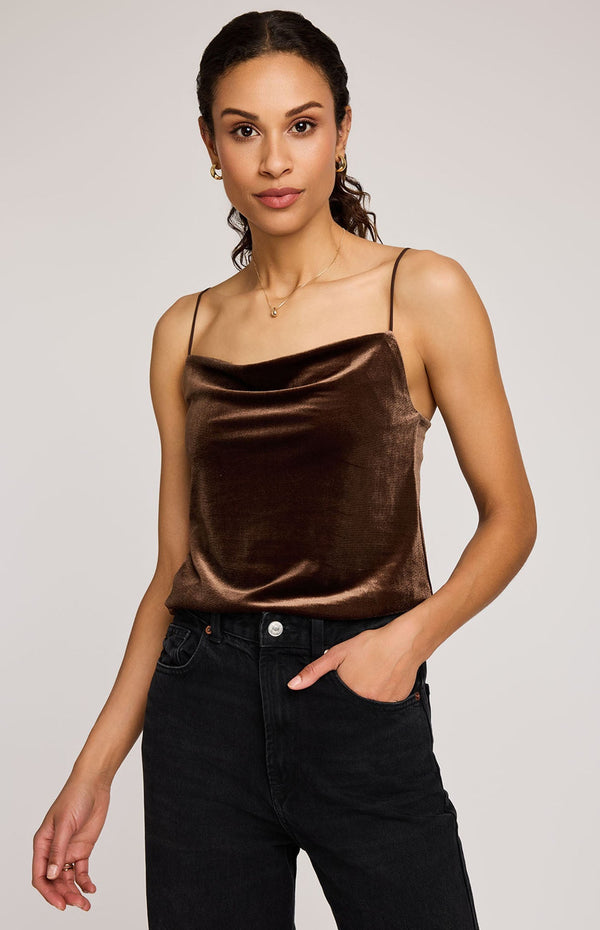 Sofie Velvet Tank I Brown