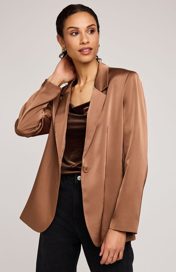 Dione Satin Blazer I Chestnut