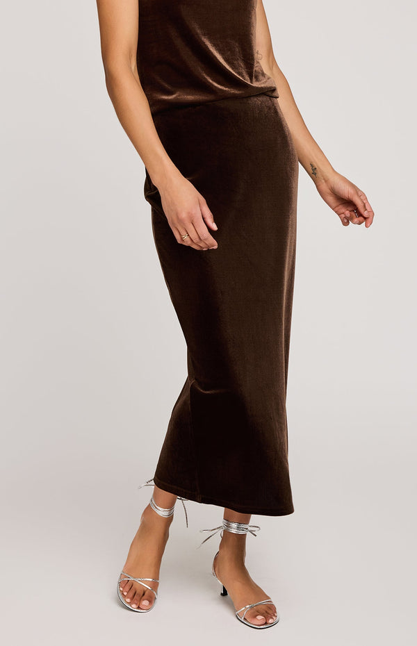 Dahlia Velvet Skirt I Brown