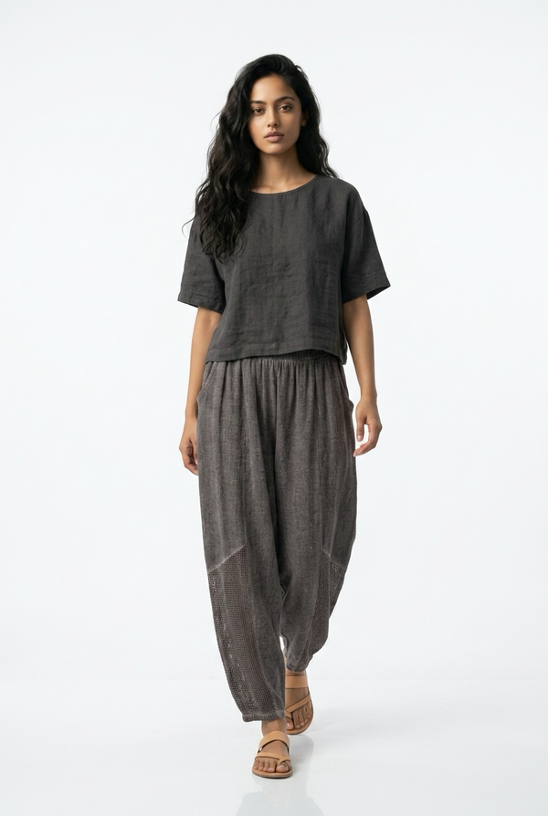 Martina Mixed Media Linen Barrel I Light Brown