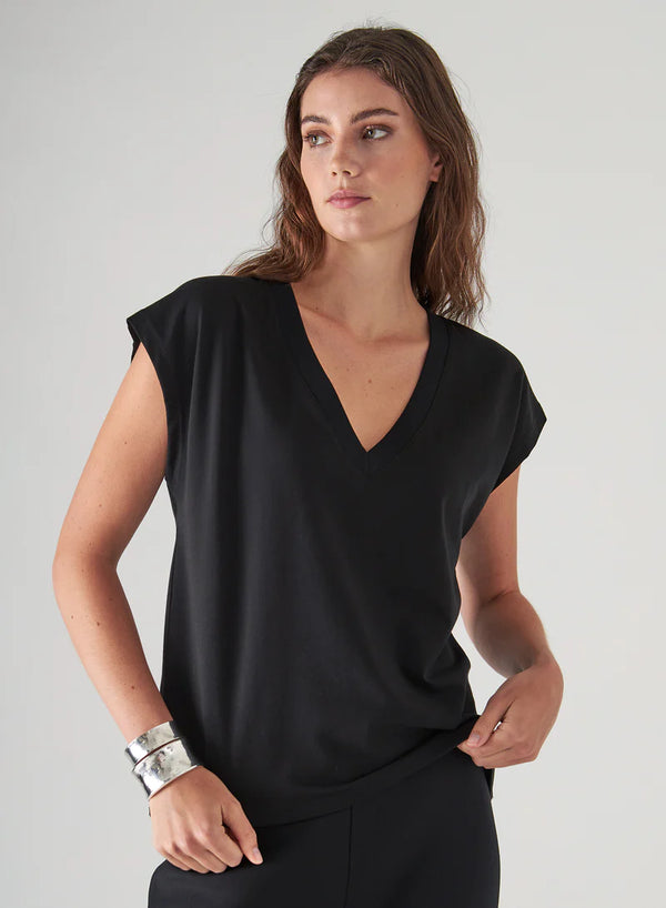 Iconic V Neck Dolman Tee I Black