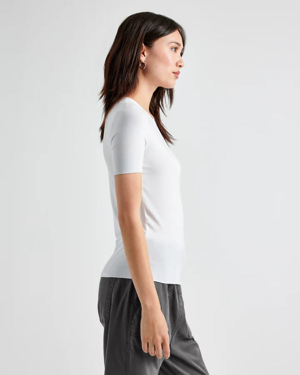 Bamboo Quarter Sleeve Tee I White