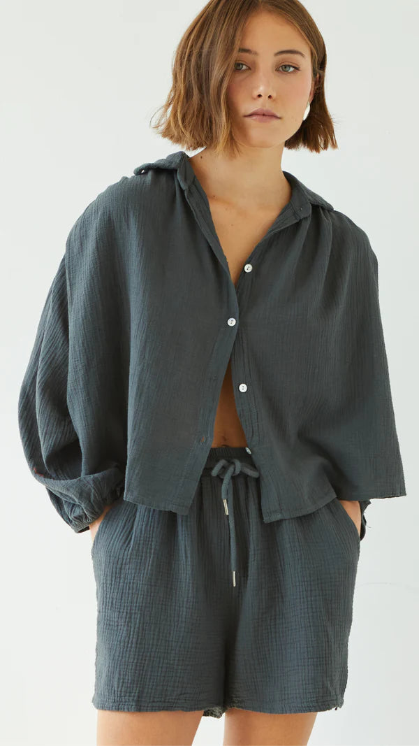 Anais Cotton Gauze Shorts I Anthracite