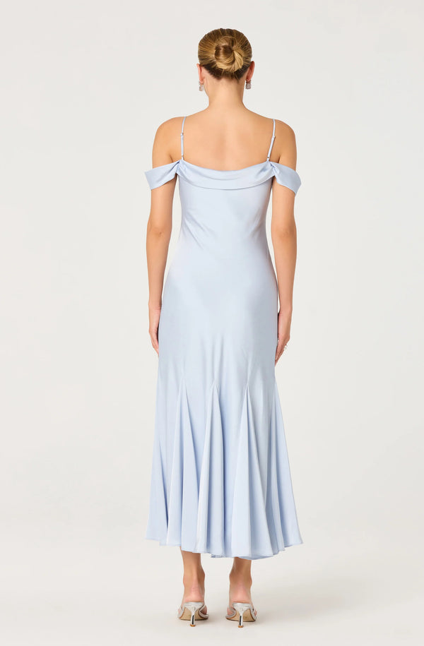 Araxie Satin Midi Dress I Baby Blue