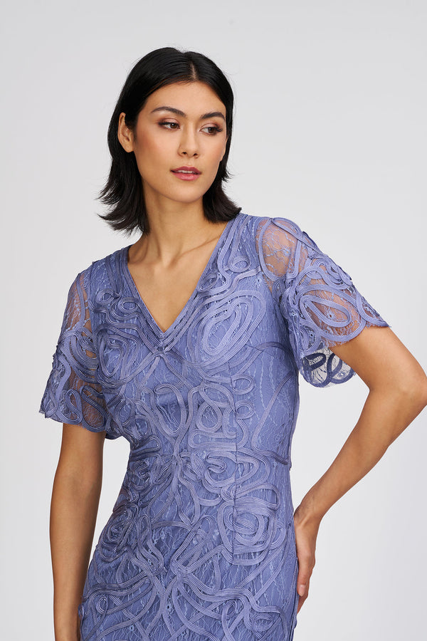 Camila Soutache Cocktail Dress I Denim Blue