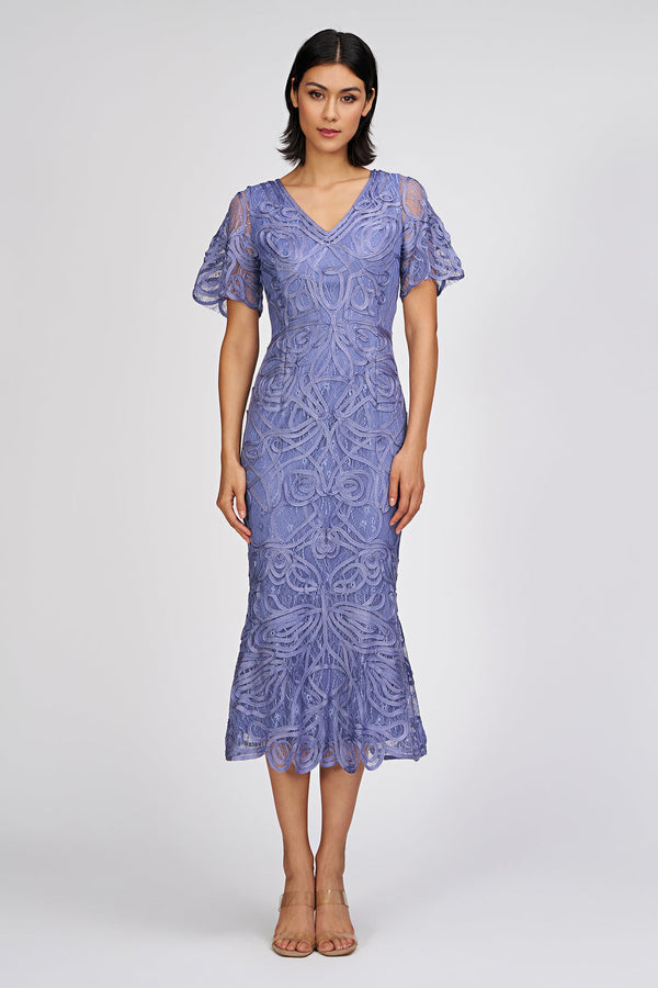 Camila Soutache Cocktail Dress I Denim Blue