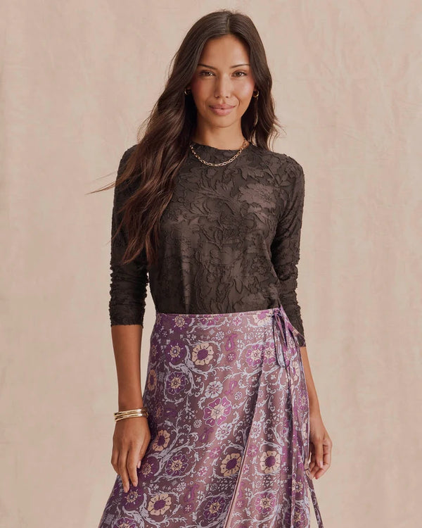Cecelia Floral Long Sleeve Top I Java