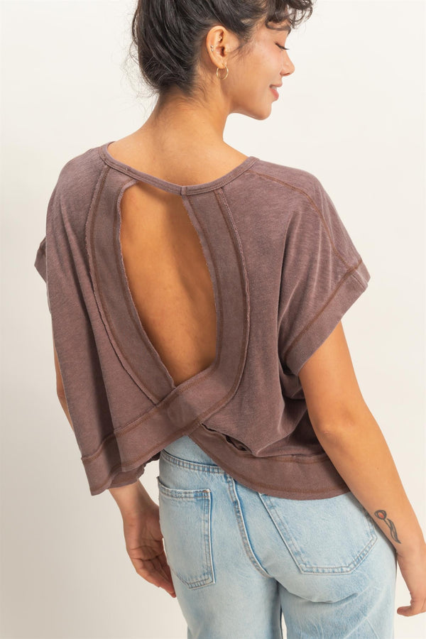Peek-a-Boo Oversized Tee I Chocolate