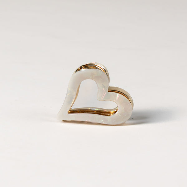 Lyla & Luxe Heart Claw Clip | White Gold
