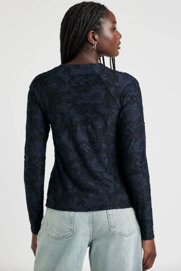 Cecelia Floral Long Sleeve Tee I Navy