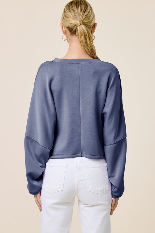 Long Sleeve Dolman Pullover I Denim Blue