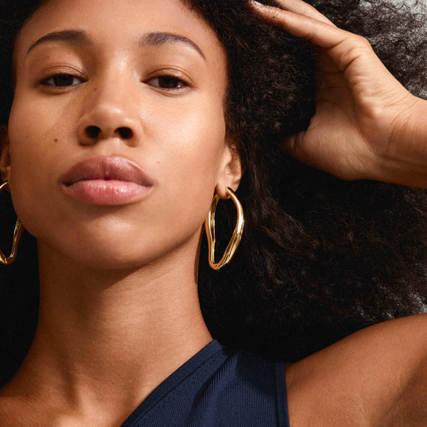 Dune Oval Hoop Earrings I Gold Plated