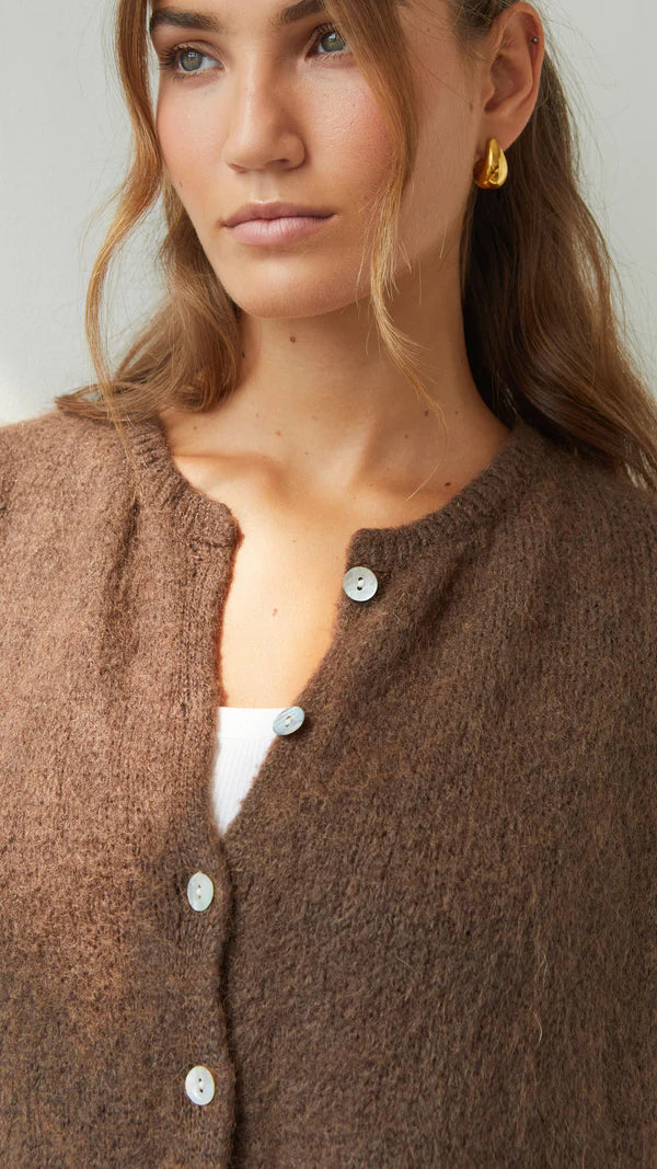 Emme Short Sleeve Cardigan I Espresso
