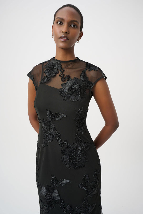 Emma Embroidered Mesh Midi Dress