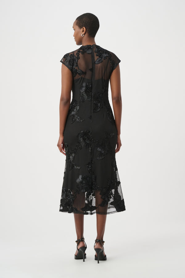 Emma Embroidered Mesh Midi Dress