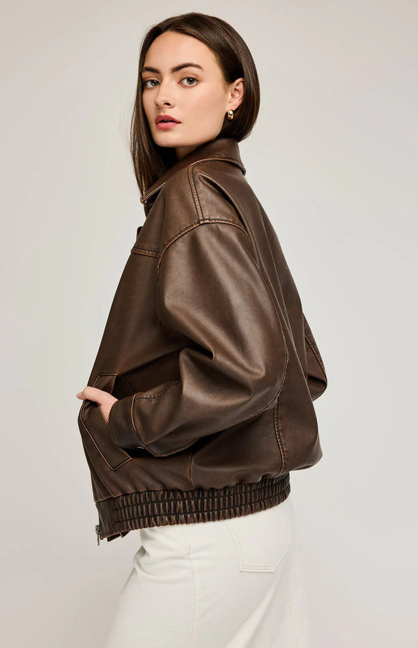 Danica Vegan Leather Bomber Jacket