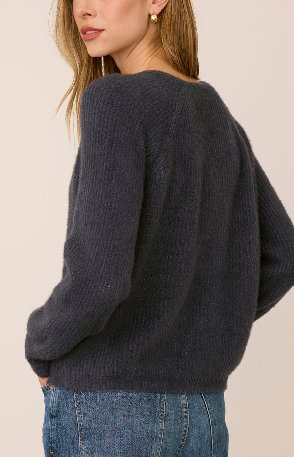 Filomena Cozy V neck Sweater I Smoke