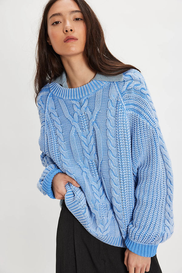 Frankie Cable Knit Sweater I Blue
