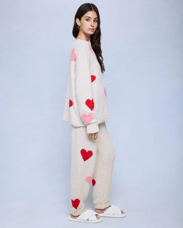 Fuzzy Sweater Lounge Set I Hearts