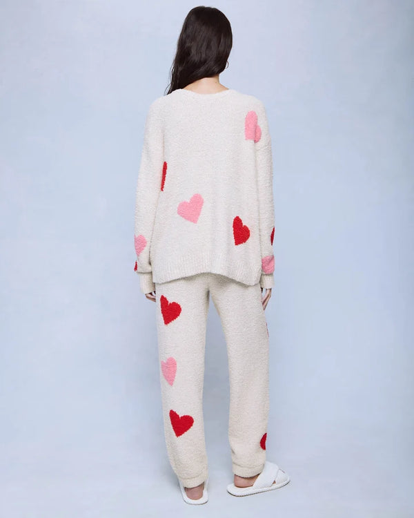 Fuzzy Sweater Lounge Set I Hearts