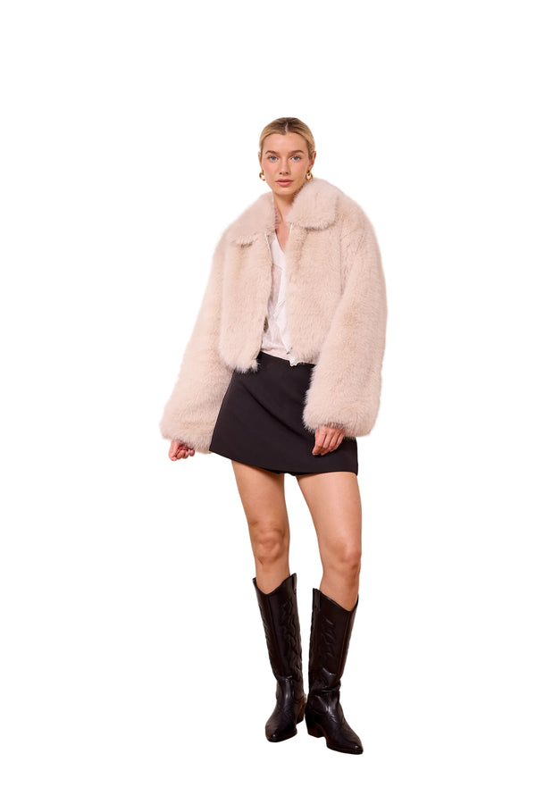 Goldleaf Faux Fur Bomber I Cream