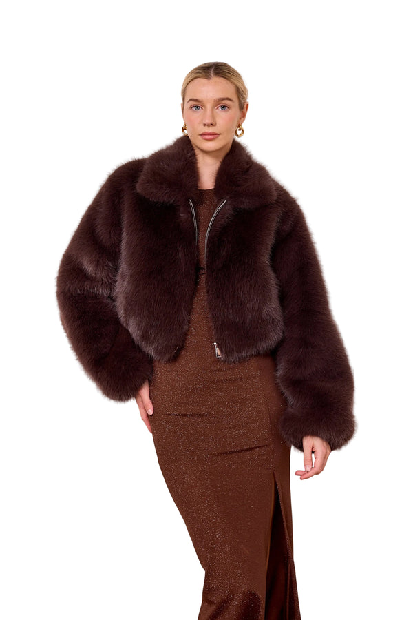 Goldleaf Faux Fur Bomber I Brown
