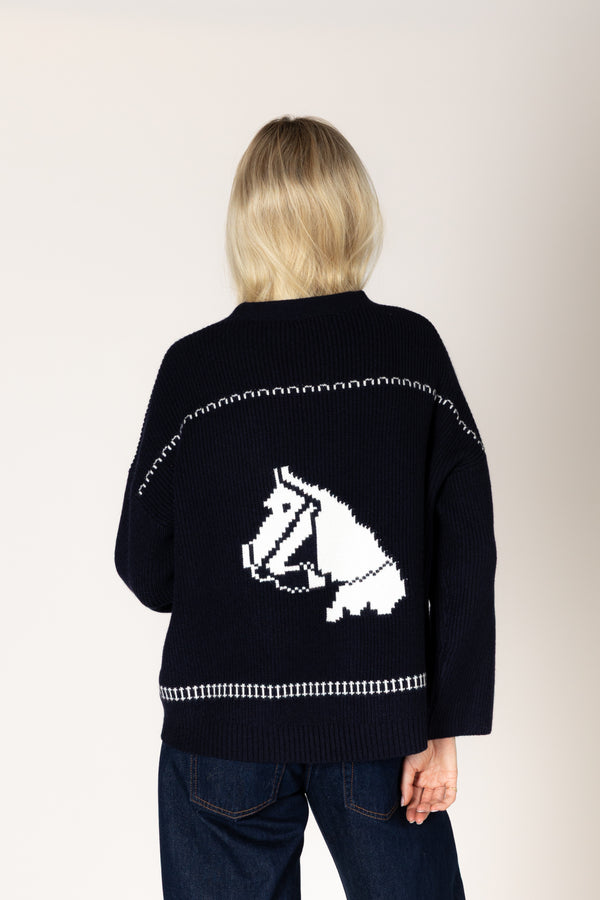 Fair Isle Open Cardigan I Navy
