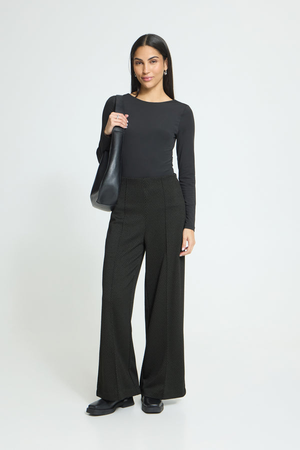 Pintuck Trouser I Green Stripe