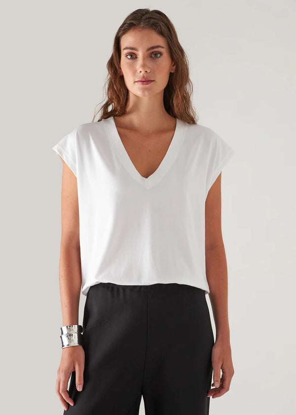 Iconic V Neck Dolman Tee I White