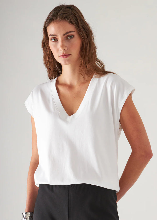 Iconic V Neck Dolman Tee I White
