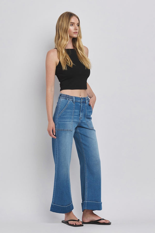 Deb Double Cuffed Baggy Wide Jeans
