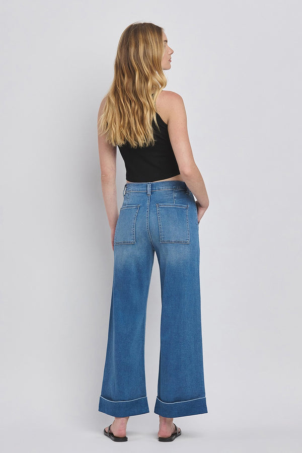 Deb Double Cuffed Baggy Wide Jeans