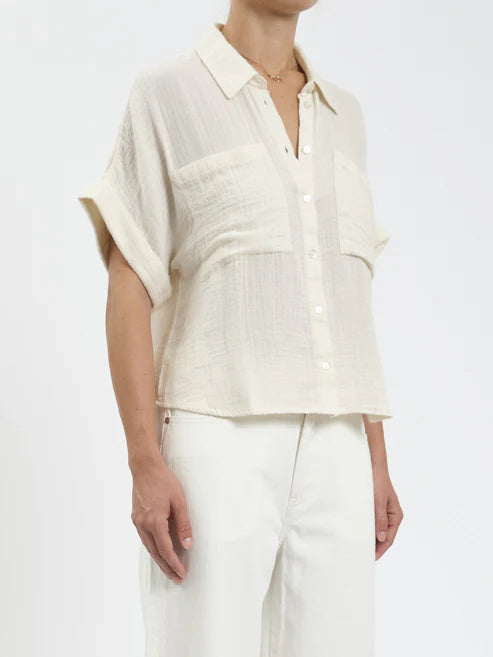 Kate Short Sleeve Button Up I Vanilla Ice