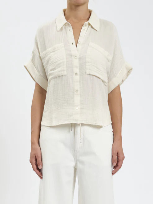 Kate Short Sleeve Button Up I Vanilla Ice
