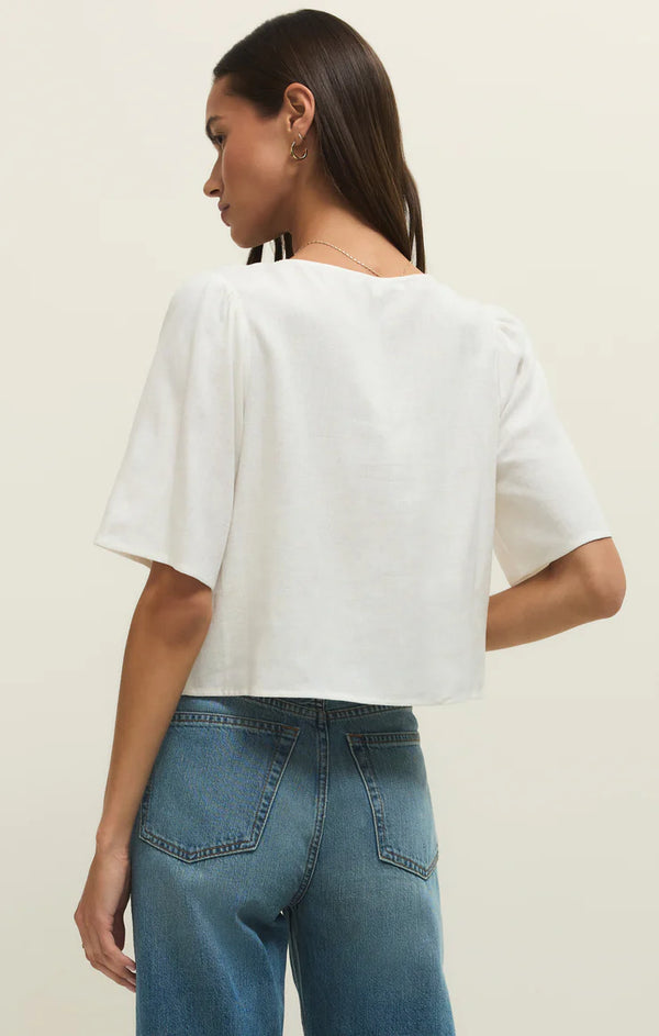 La Belle Linen Top I White