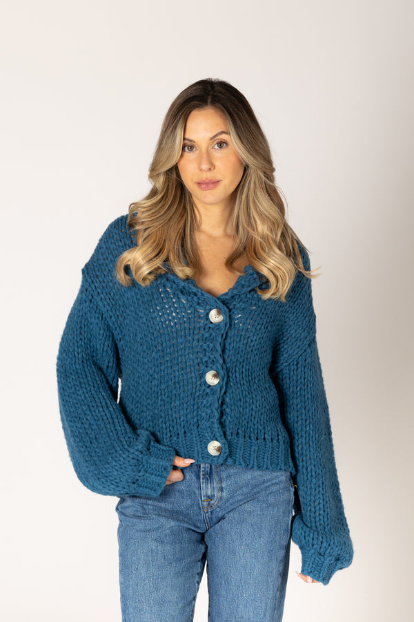 Hand Knit Heart Cardigan