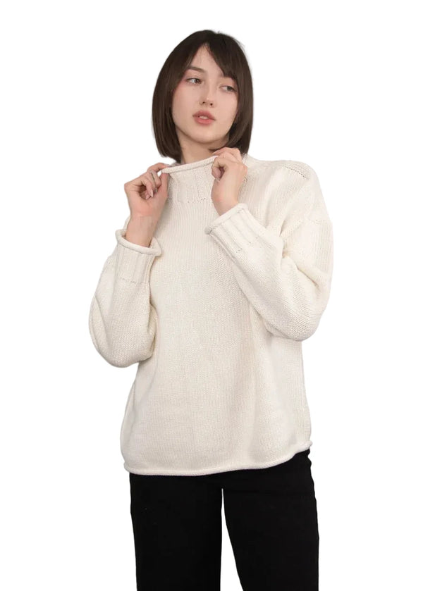 Lucretia Funnel Neck Sweater I White
