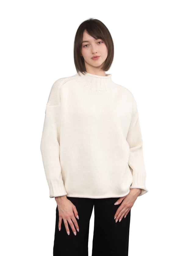 Lucretia Funnel Neck Sweater I White