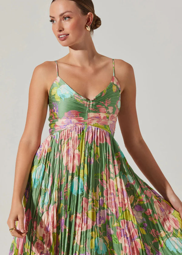 Maeve Dress I Green Pink Floral