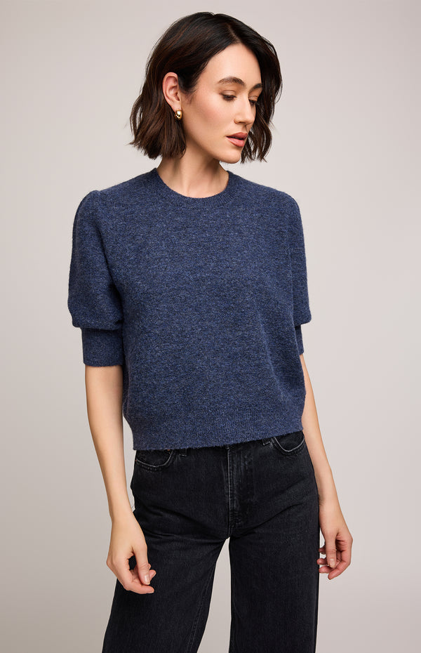 Marisol Short Sleeve Sweater I Heather Blue