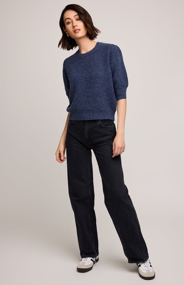 Marisol Short Sleeve Sweater I Heather Blue