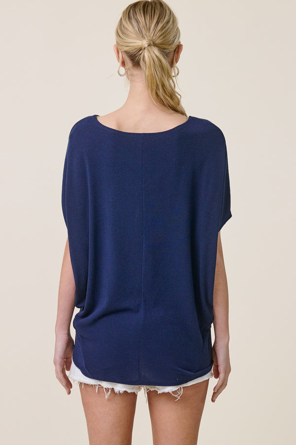 Sheila Short Sleeve Dolman Top I Navy