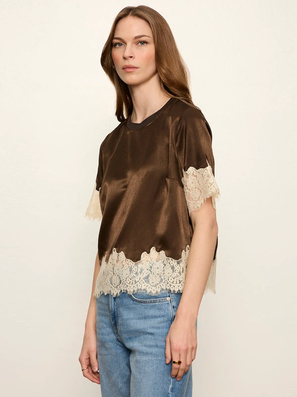 One of a Kind Satin Lace Top